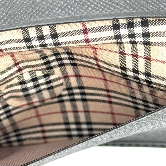 Vintage Burberry Leather Key Holder Wallet Black Small Luxury Card Holder Check - Picture 5 of 8